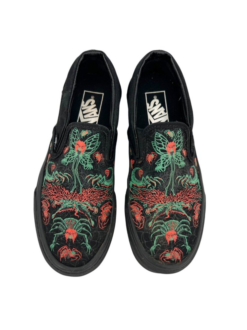 Vans Evil Omens Glow Slip-On Shoes Dark Academia Horror Spider Women 7 Men 5.5